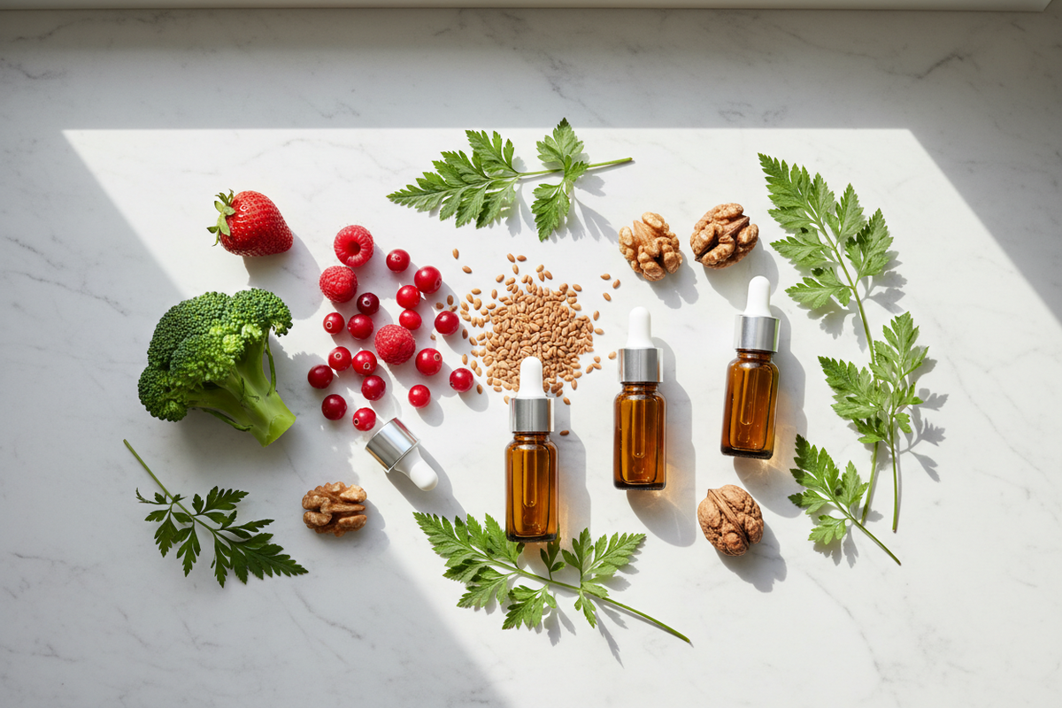Fibrome utérin et alimentation — légumes, plantes et compléments naturels pour soutenir l'équilibre hormonal féminin