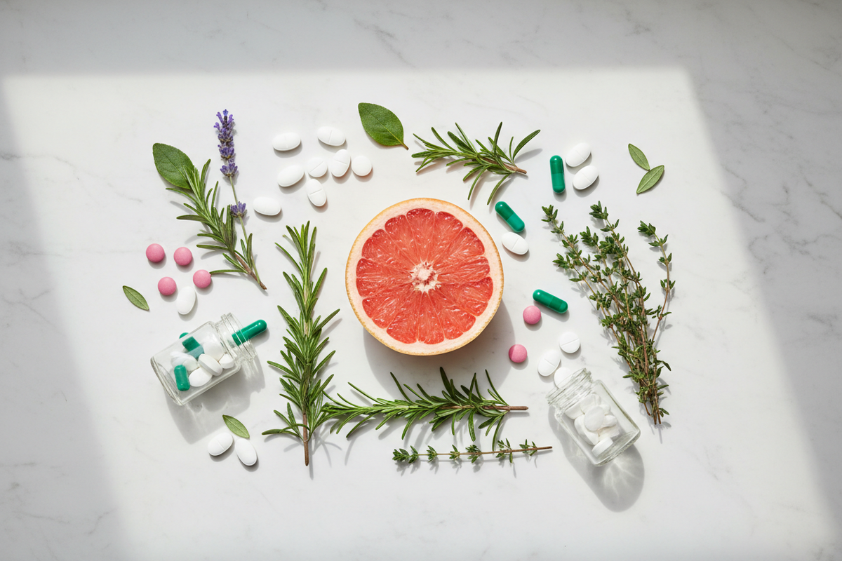 Pamplemousse rose et médicaments — interactions alimentaires et précautions avec les statines et antihypertenseurs